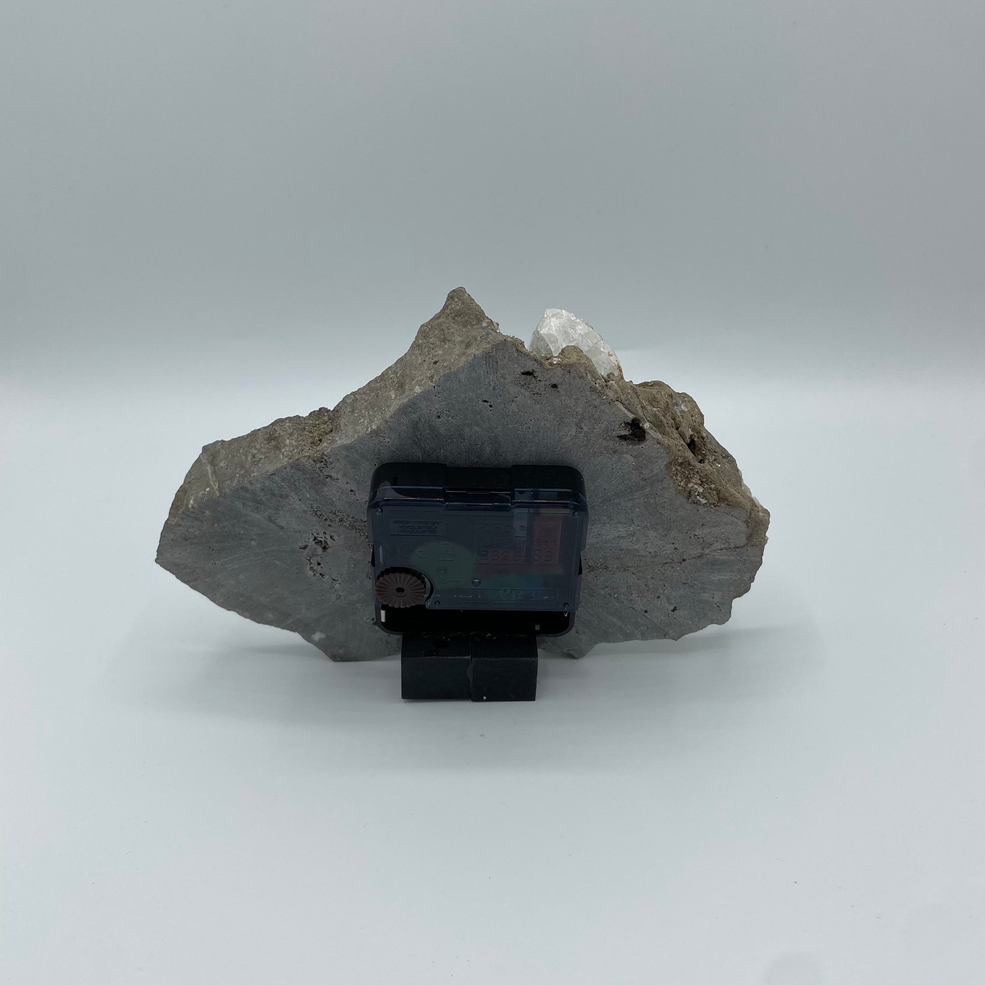 Back View of Quartz Clock with Herkimer Diamonds; on a Herkimer Diamond Specimen