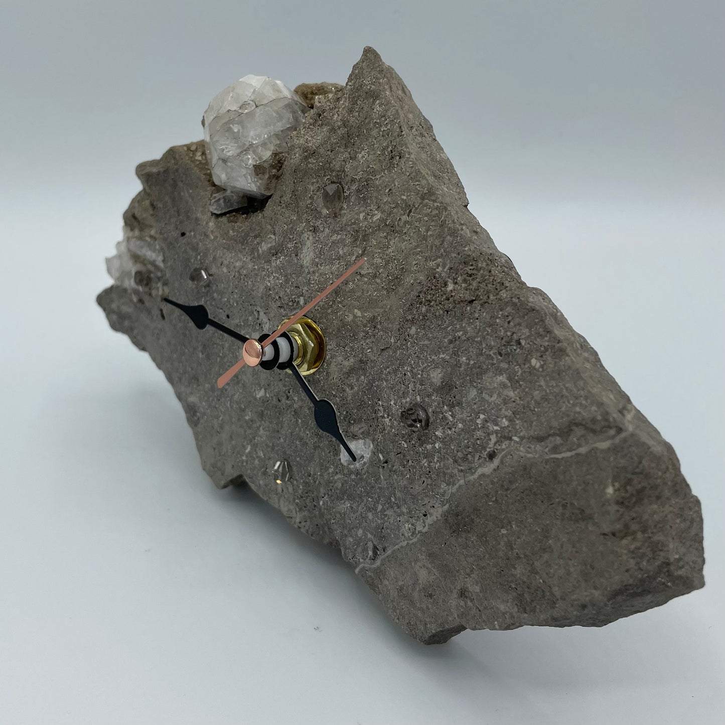 Quartz Clock with Herkimer Diamonds; on a Herkimer Diamond Specimen