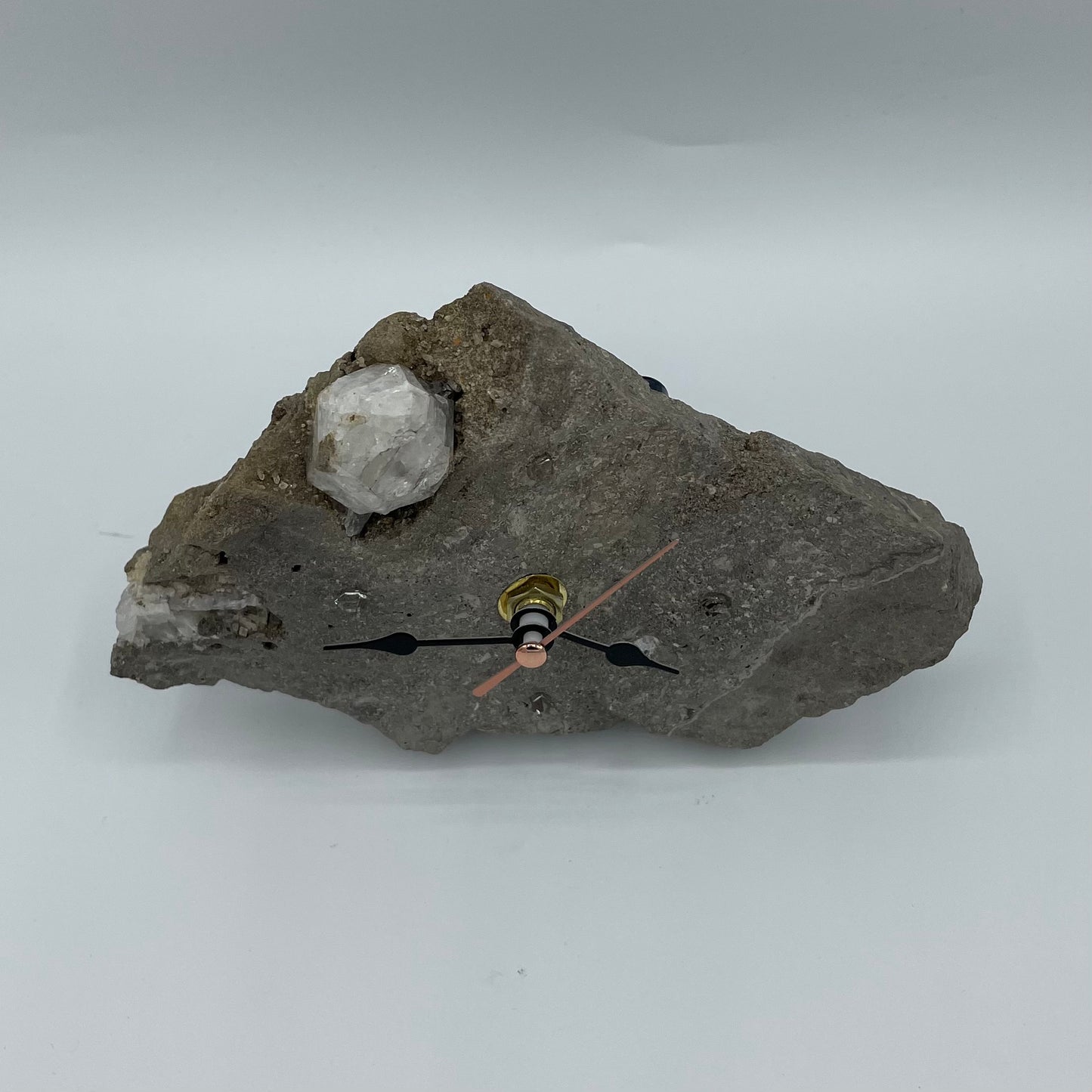 Quartz Clock with Herkimer Diamonds; on a Herkimer Diamond Specimen