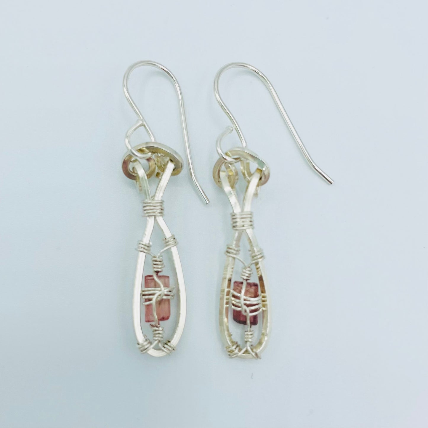 Pink Tourmaline Argentium Silver Earrings