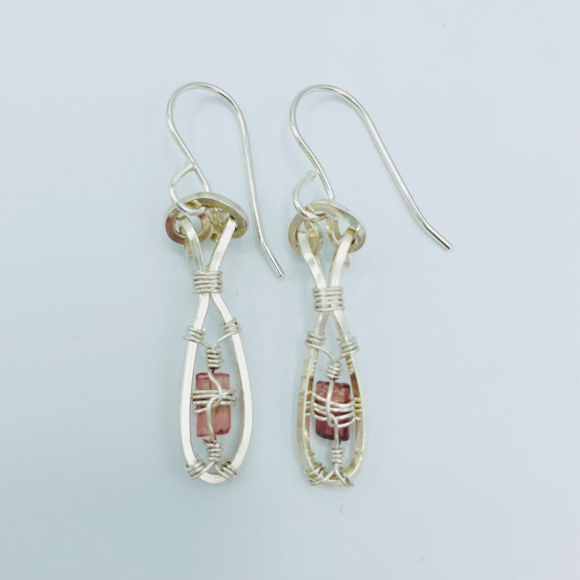 Pink Tourmaline  Argentium Silver Earrings