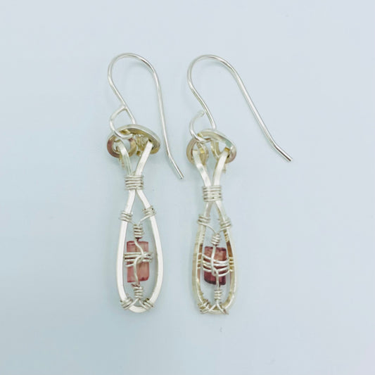 Pink Tourmaline  Argentium Silver Earrings