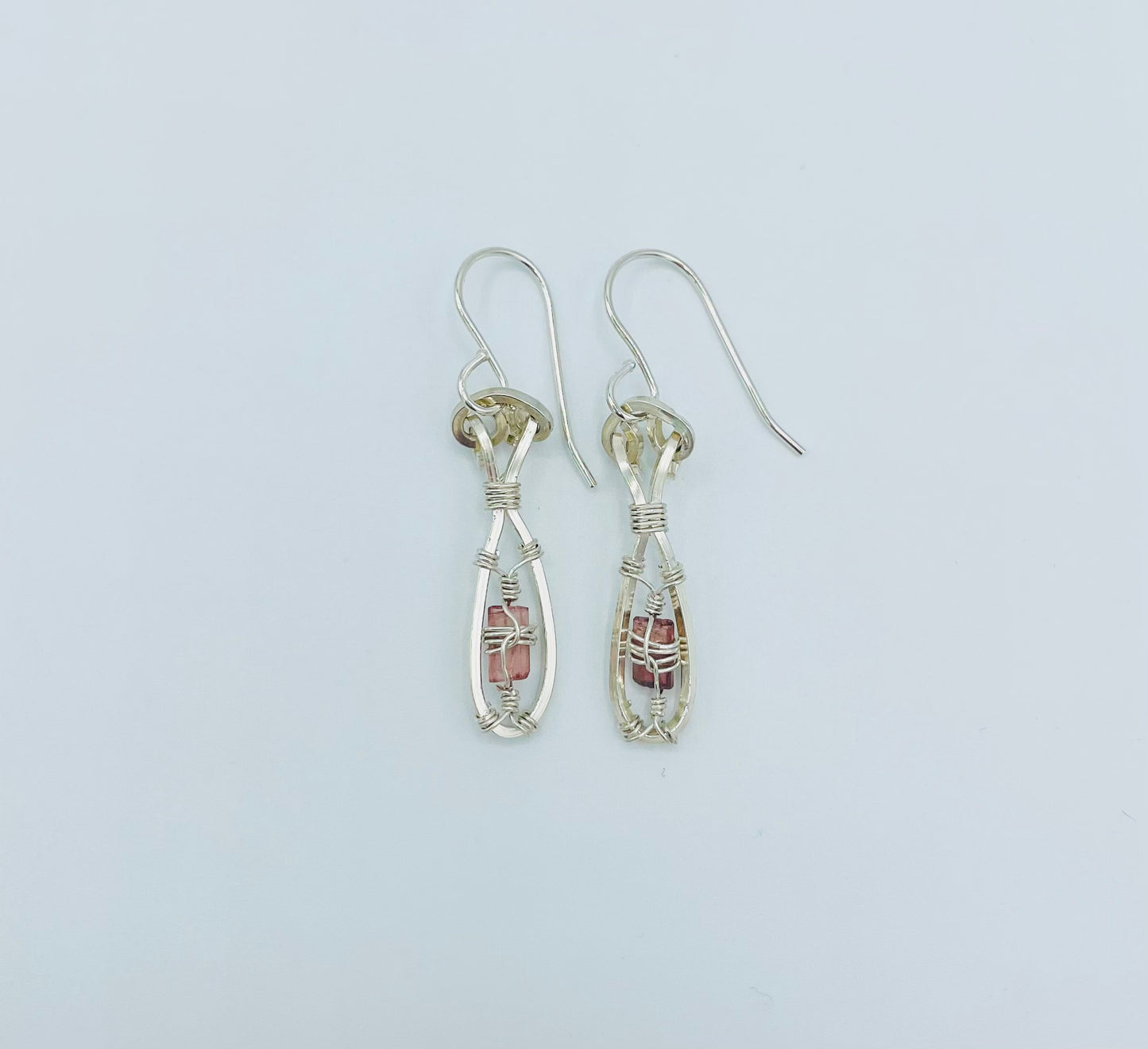 Pink Tourmaline Argentium Silver Earrings