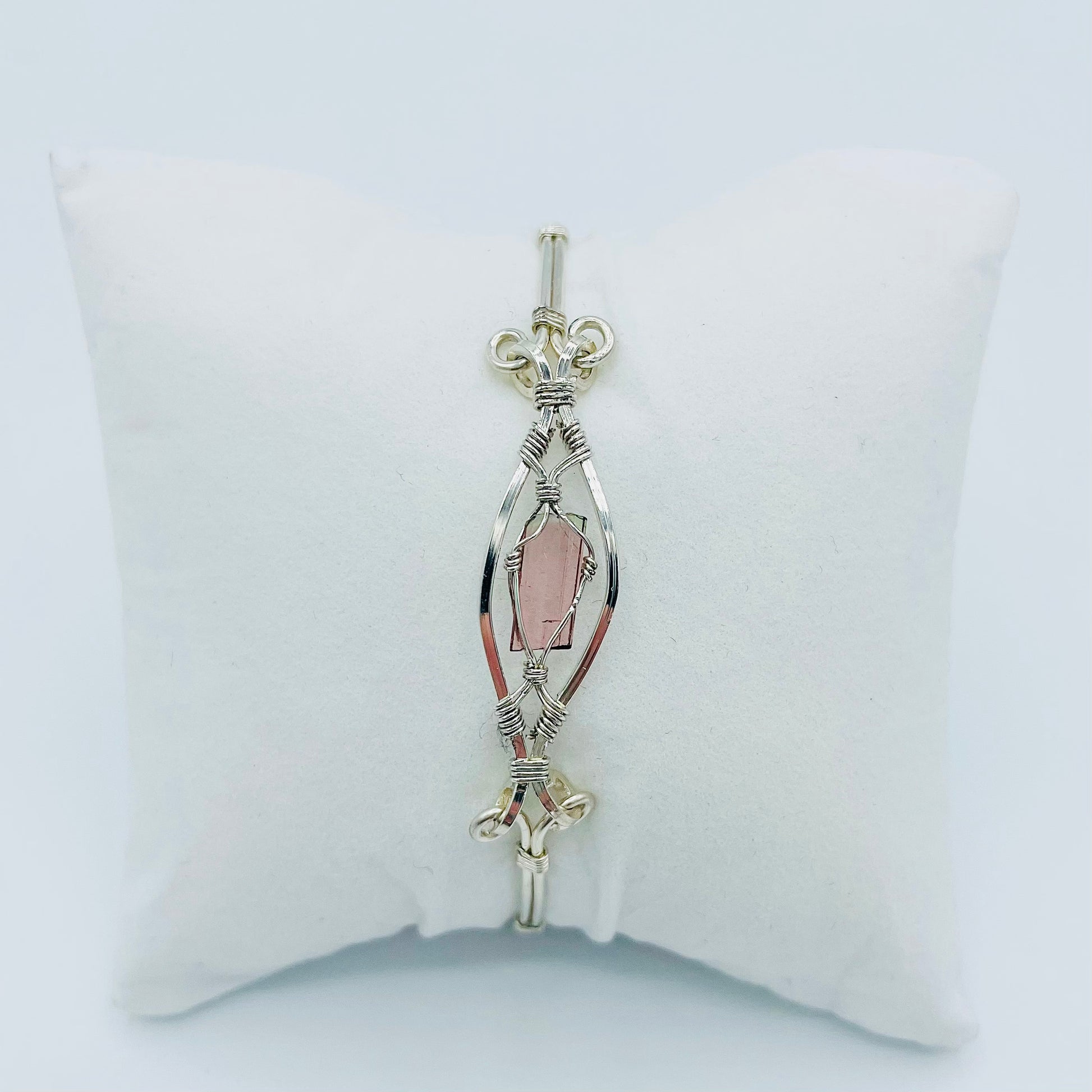 Pink Tourmaline Argentium Silver Bracelet