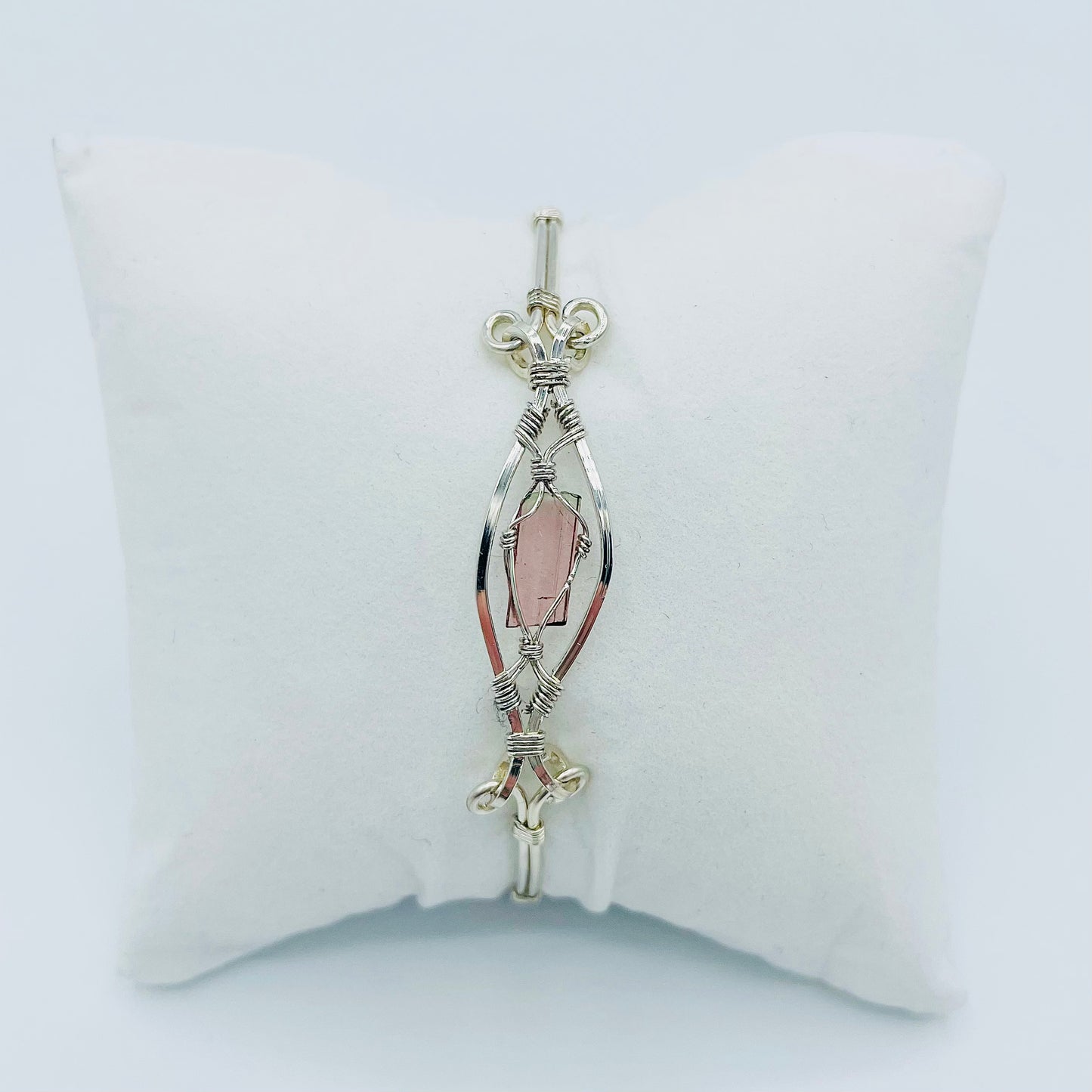 Pink Tourmaline Argentium Silver Bracelet