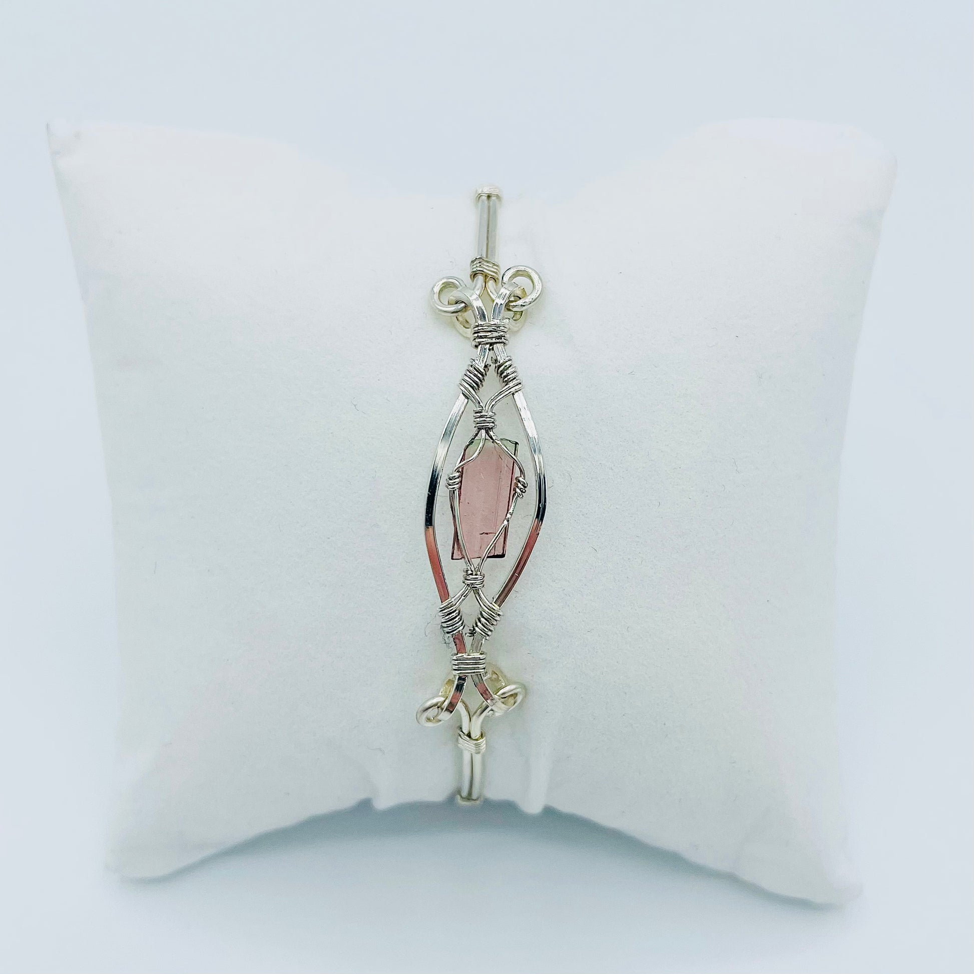Pink Tourmaline Argentium Silver Bracelet