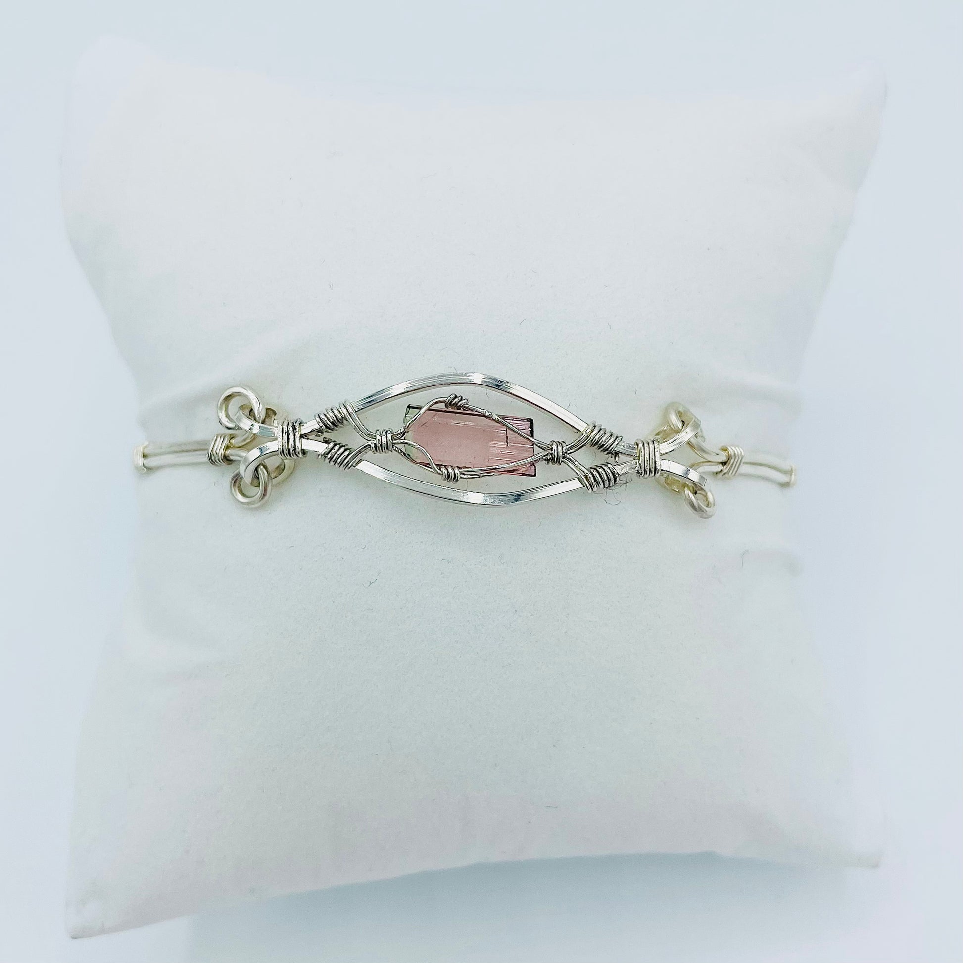 Pink Tourmaline Argentium Silver Bracelet
