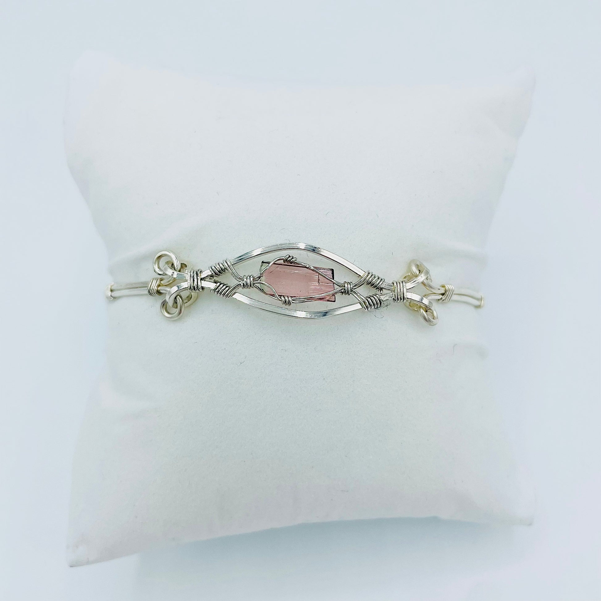 Pink Tourmaline Argentium Silver Bracelet