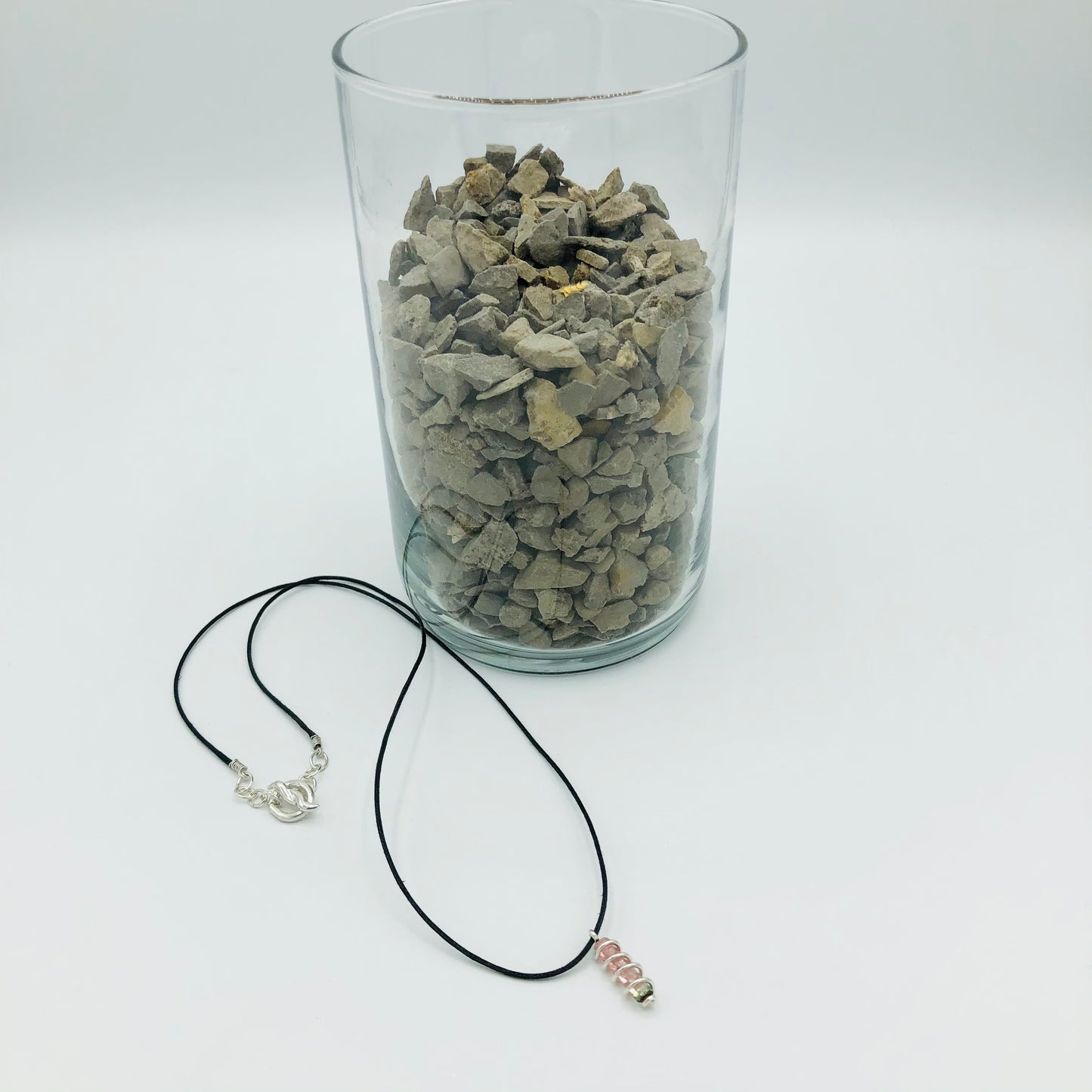 1.90 Carat Watermelon Tourmaline, Naturally Terminated Argentium Silver Wire Wrapped Pendent & Clasp Toggle Set-Up 20” Black Cotton Wax Cord Mined from Maine
