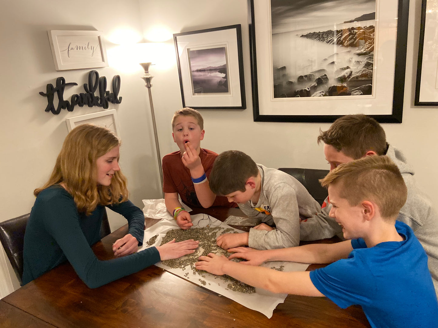 Image of boys and girls mining through a “Mine Your Own” Herkimer Diamond Bucket 