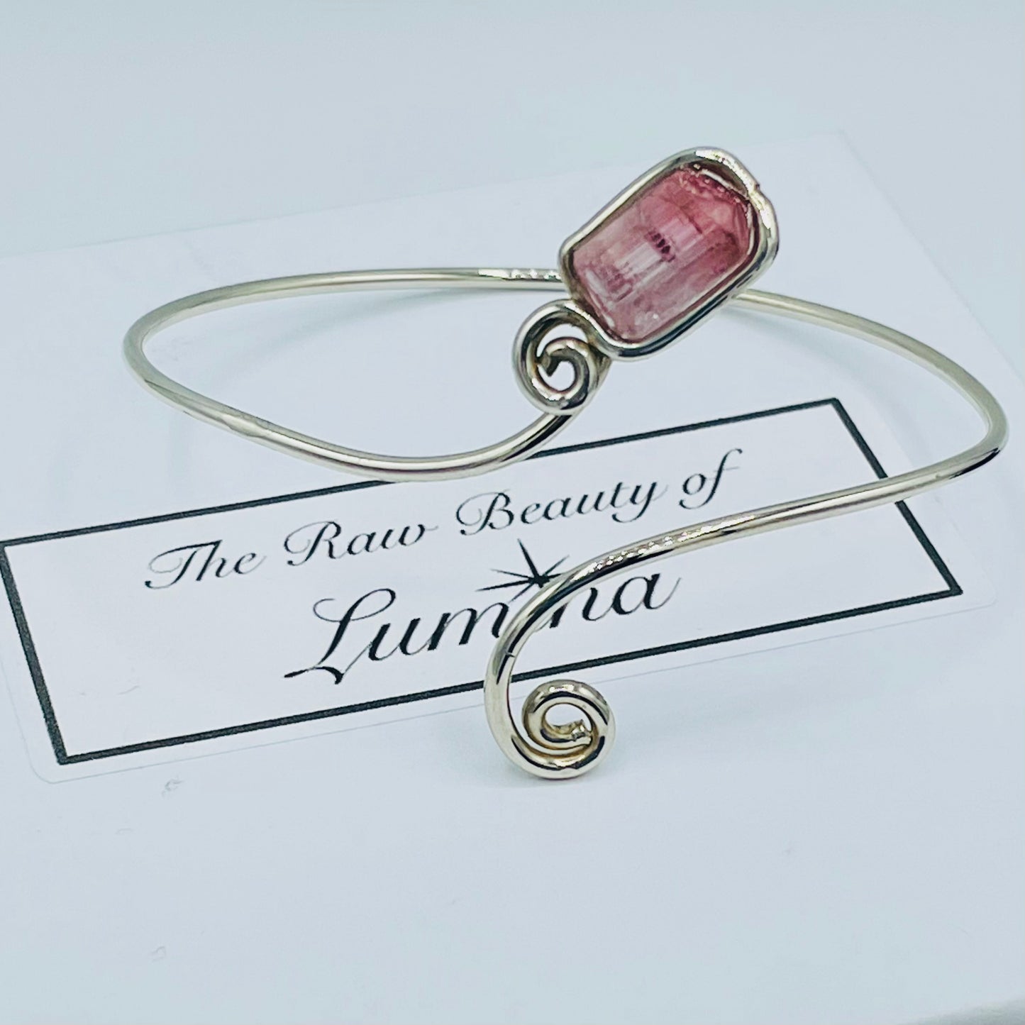Pink Ombré Tourmaline Argentium Silver Bracelets