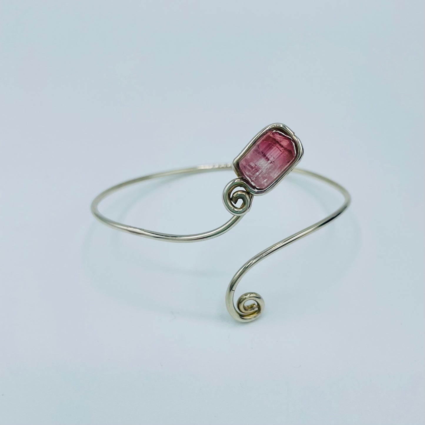 Pink Ombré Tourmaline Argentium Silver Bracelets