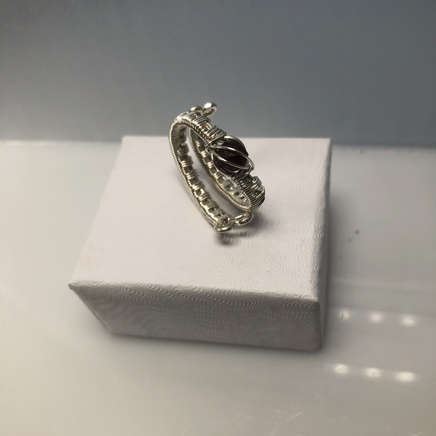 Argentium Silver Garnet Wrap Ring