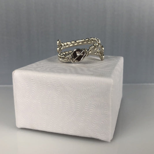 Argentium Silver Garnet Wrap Ring