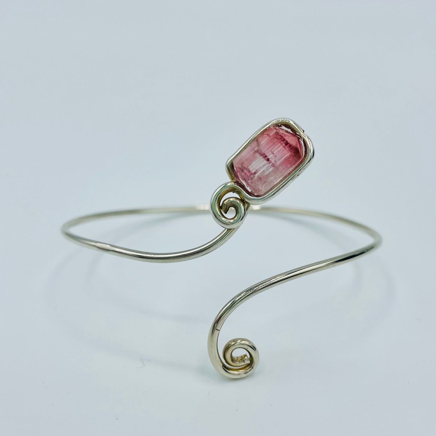 Pink Ombré Tourmaline Argentium Silver Bracelets