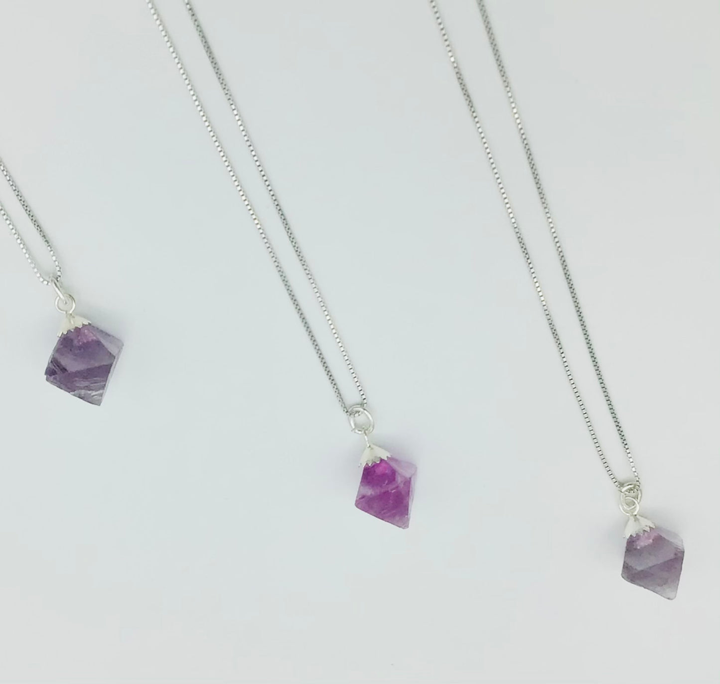 Fluorite Rhodium Plated Sterling Silver Chain