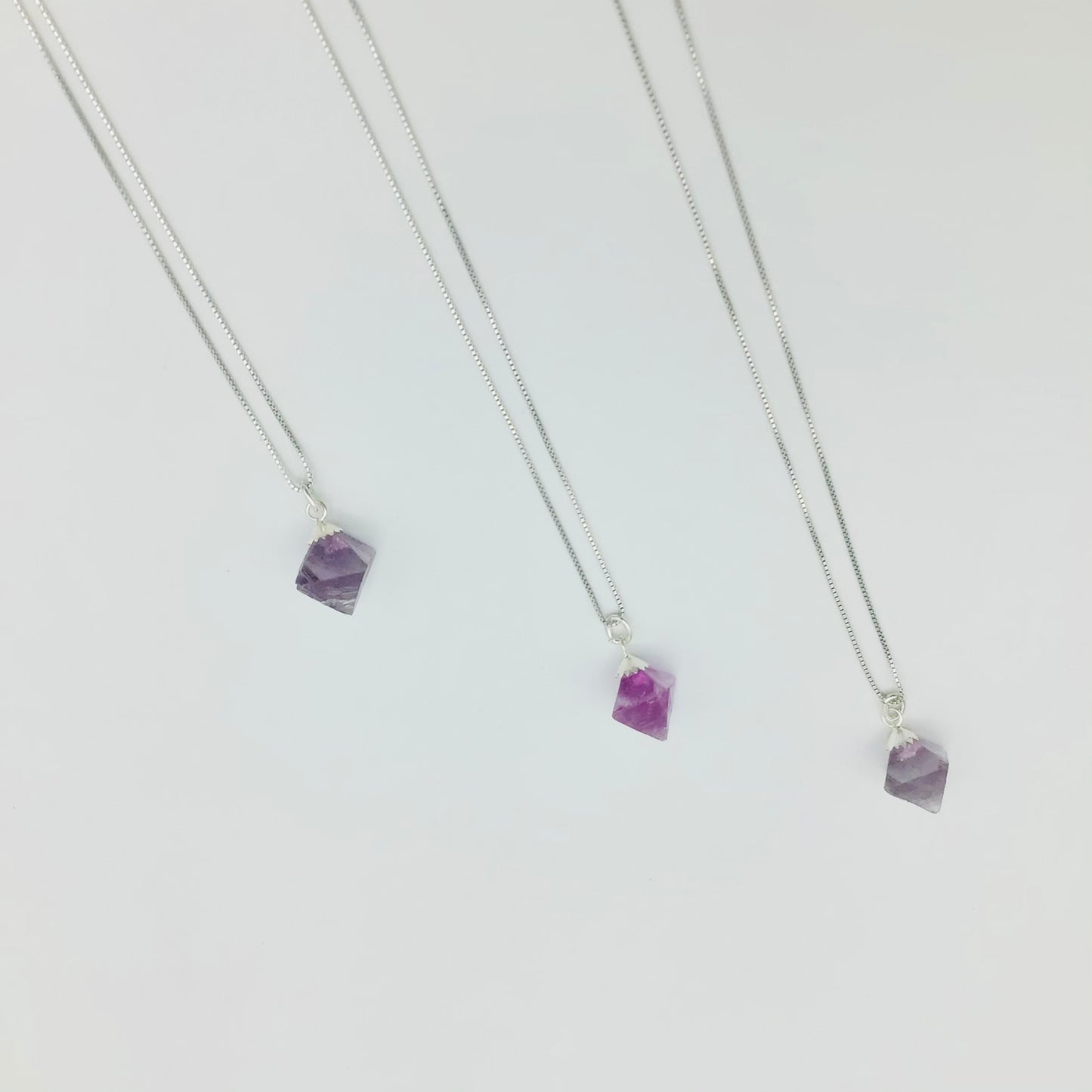 Fluorite Rhodium Plated Sterling Silver Chain