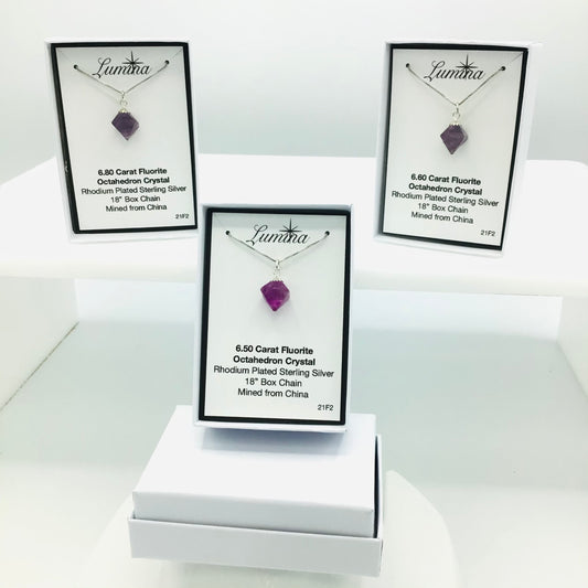 Fluorite Rhodium Plated Sterling Silver Chain