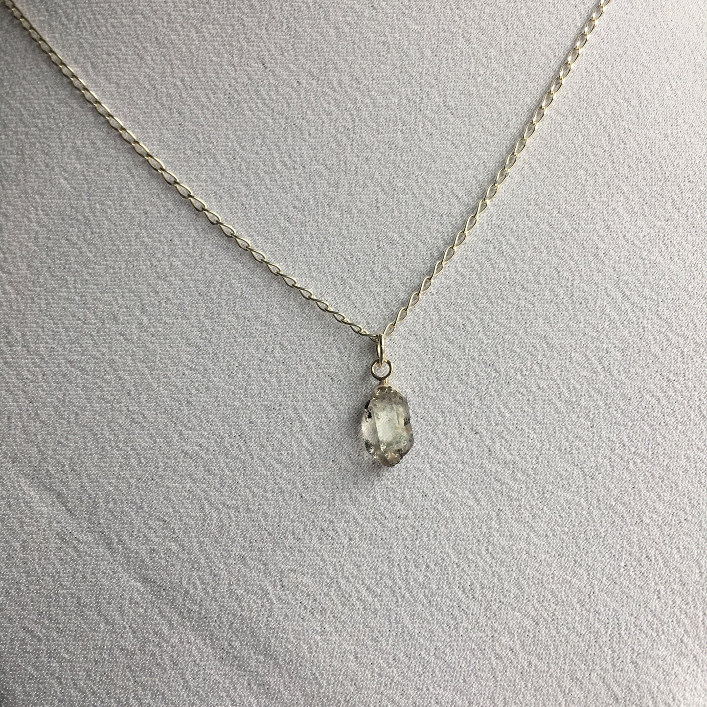 Herkimer Diamond 1.70 carat Sterling Silver Necklace sterling Silver Curb Chain