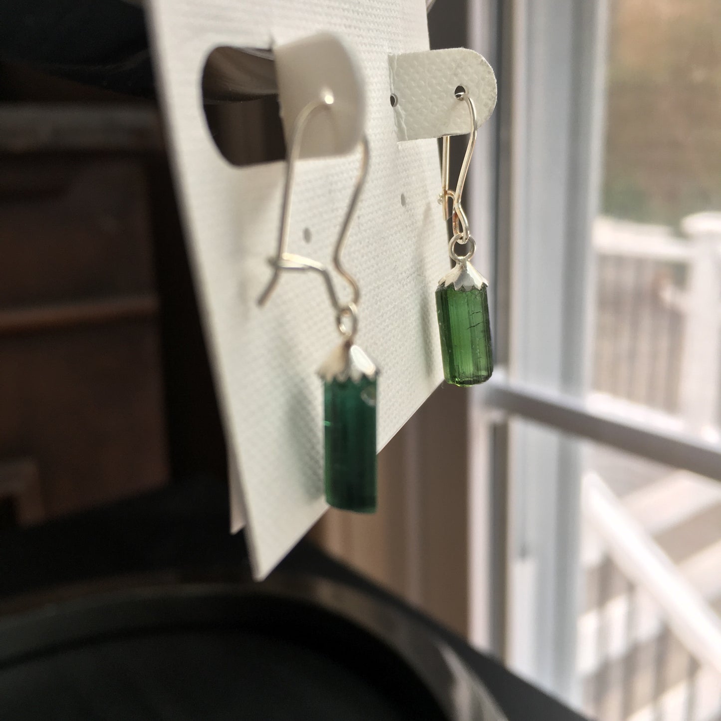 Green Tourmaline 4.3 ct Sterling Silver Earrings