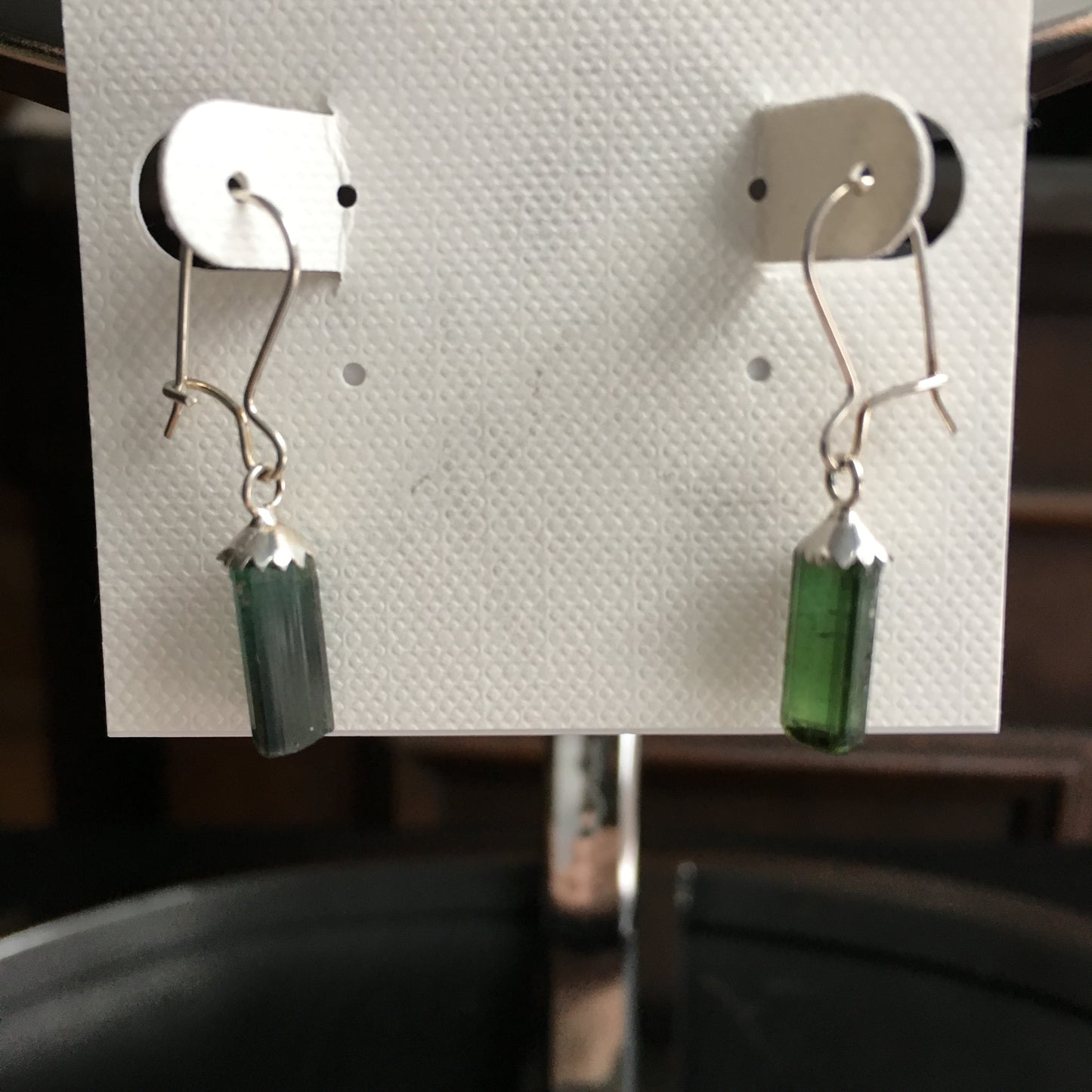 Green Tourmaline 4.3 carat Sterling Silver Earrings
