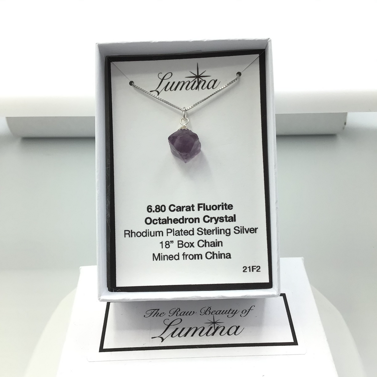 Fluorite Rhodium Plated Sterling Silver Chain