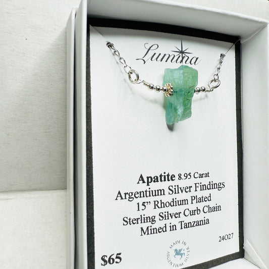 Apatite Argentium Silver Findings on a 15” Curb Chain