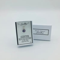 Argentium Silver Wire Wrapped Fluorite Octahedron Crystal on Rhodium Plated Sterling Silver Box Chain . (mini horizontal coil)