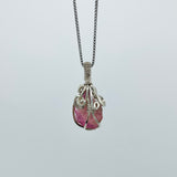Bi-Color Tourmaline Argentium Wrapped Necklace