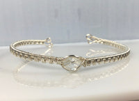 Herkimer Diamond Argentium Silver Wire Wrapped Bracelet 