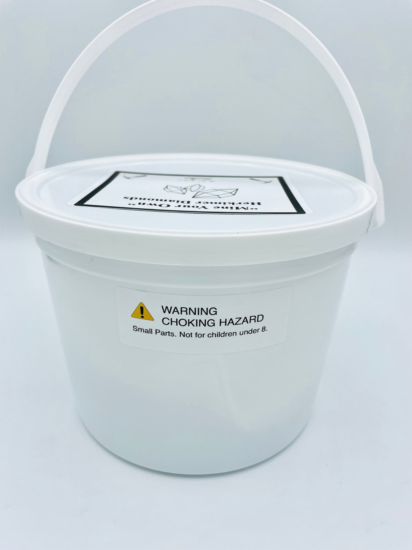 “Mine Your Own” Herkimer Diamond Bucket (View of ‘warning chocking hazard’ label)