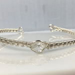 Herkimer Diamond Argentium Silver Wire Wrapped Bracelet