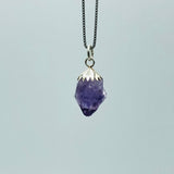Amethyst on Rhodium Plated Sterling Silver Box Chain (One necklace per order. Props are not included)