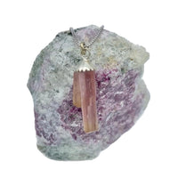 Pink Tourmaline Cluster Naturally Terminated Necklace on specimen, specimen not included.