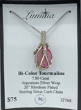 Bi-Color Tourmaline Argentium Wrapped Necklace