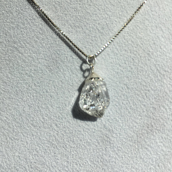 Herkimer Diamond 6.55 carat Sterling Silver Box Chain Necklace 