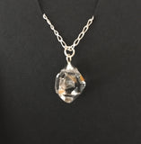 5.55 ct, Grade B Herkimer Diamond Necklace  Unique Golden Healer Crystal or Iron Oxide Crystal  Sterling Silver 18" Curb Chain  Mined in Herkimer New York 