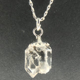 Twin Herkimer Diamond 4.10 carat Sterling Silver Curb Chain Necklace very unique