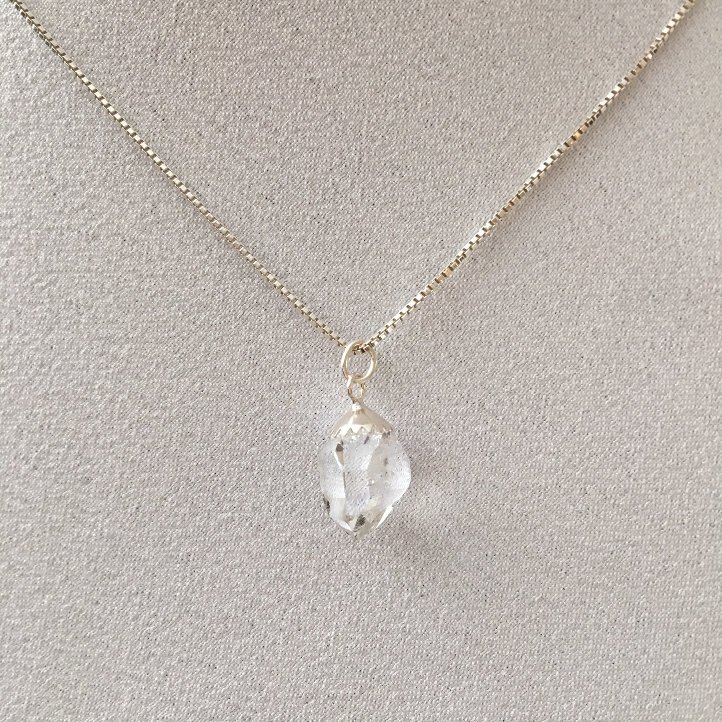 Herkimer Diamond 4.70 carat Sterling Silver Box Chain Necklace 