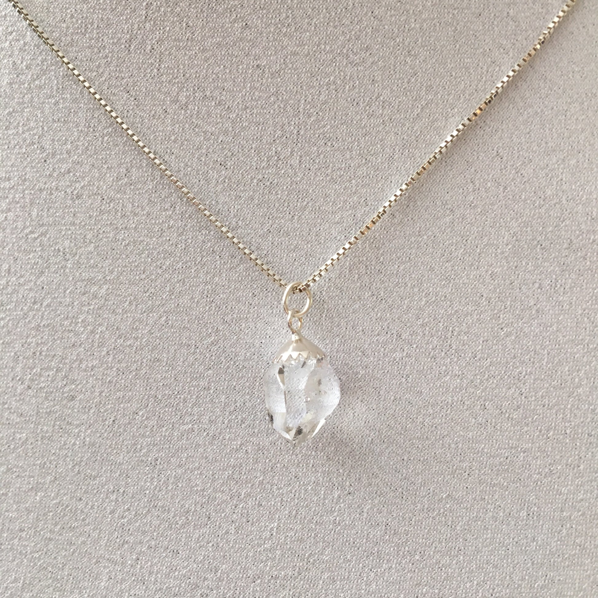 Herkimer Diamond 4.70 carat Sterling Silver Box Chain Necklace 