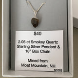 Smokey Quartz 2.05 ct Sterling Silver Necklace