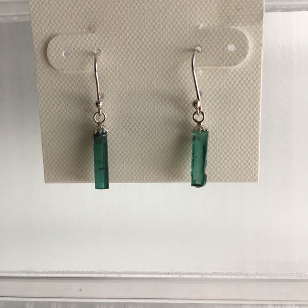 Green Tourmaline 3.0 carat sterling silver earrings 