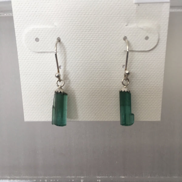 Green Tourmaline 3.70 carat sterling silver earrings 