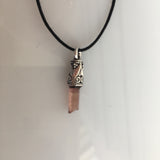 Antique Capped Pink Tourmaline 1.45 carat Pendant, Black Cord Necklace