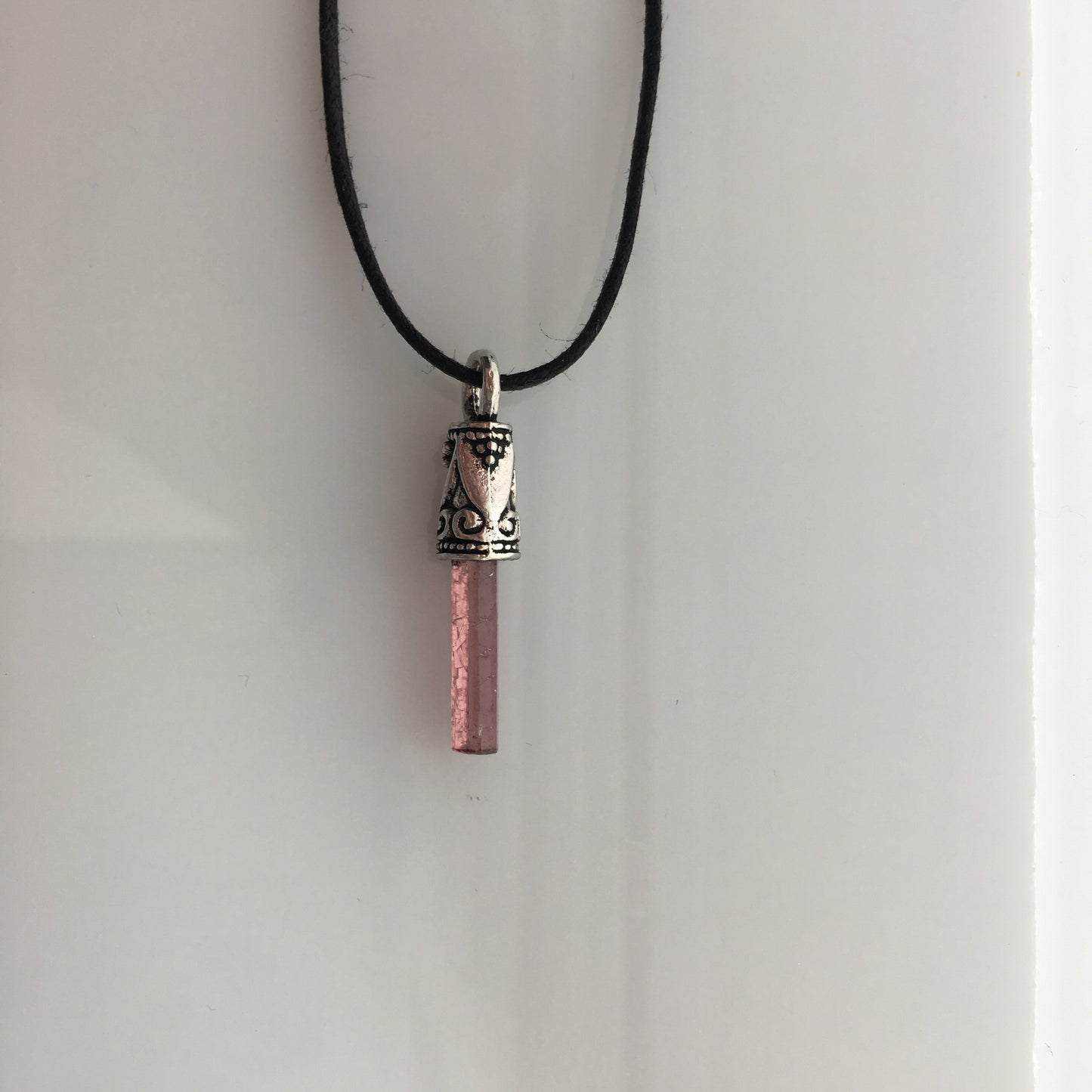 Pink Tourmaline 1.60 ct Antiqued Capped Necklace